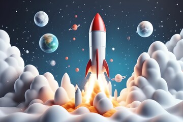 3D Rocket in space