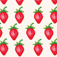 red cute strawberry pattern background. Summer botanical illustration. For packages, cards, logo. Summer sweet bright and berries.