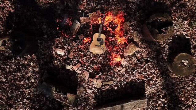 Top Lockdown View Of Guitar By Burning Leaves - Crested Butte, Colorado