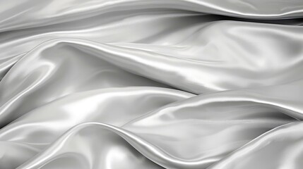 Obraz premium Close up of silver silk background, Abstract white cloth fabric wave