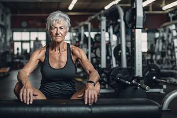 Fototapeta na wymiar senior woman training in a gym