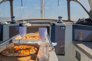 A boat trip on the Oceanis 45 yacht in the Black Sea. Novorossiysk, Russia. 15.10.2023
