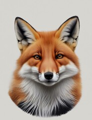 Fototapeta premium Fox Head. Gray background. Generative AI