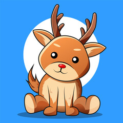 Cute Rudolf reindeer cartoon vector illustration