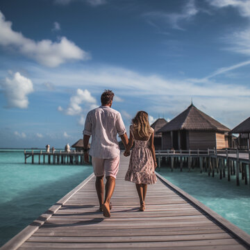 Couple on vacation in the Maldives.