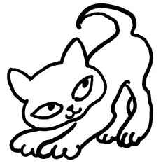 Cat cute, sweet with funny face. Lovely fluffy kitten best friend with big eyes. Home pet for baby, kids, boy or girl and family. Hand drown character. Cute lovely cartoon illustration drawn by hand.