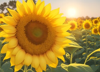 Obraz premium sunflower field in summer,Plant a Flower Day concept