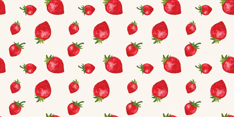 red cute strawberry pattern background. Summer botanical illustration. For packages, cards, logo. Summer sweet bright and berries.