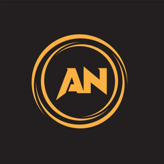 Golden AN Alphabet letter logo design. AN logo design vector. Design for business and company identity ,Background Black.