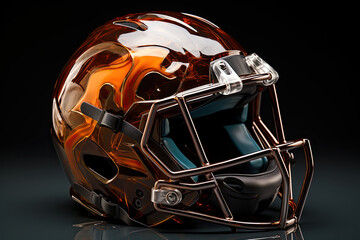 Fototapeta premium orange football helmet on black background