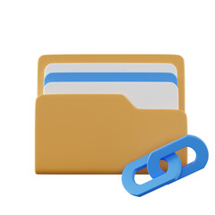 3d illustration of folder icon with linked chain