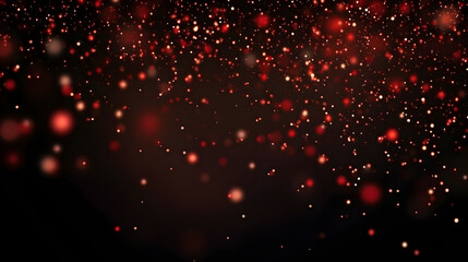 Abstract background of flying red particles on black background. Neural network generated image. Not based on any actual person or scene.