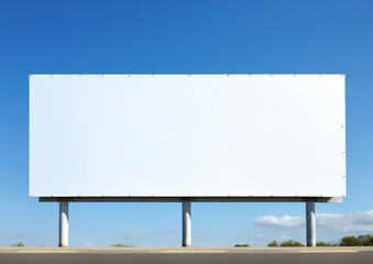 Outdoor billboard mockup on blue sky background with clipping path