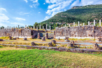 Obraz premium Ruins of the ancient Greek city of Messenia, Peloponnese, Greece