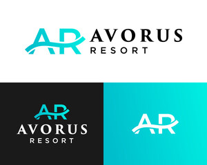AR letters monogram resort travel transportation logo design.

