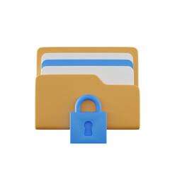 3d illustration of folder icon with padlock