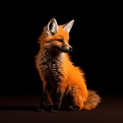 Detailed Portraiture of Orange Fox with Dramatic Lighting