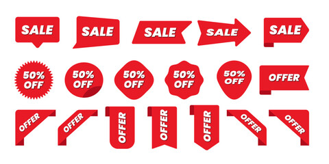 Set vector of Sale badges. Sale quality tags and labels. Special offer, discount, shop, black friday. Vector illustration template