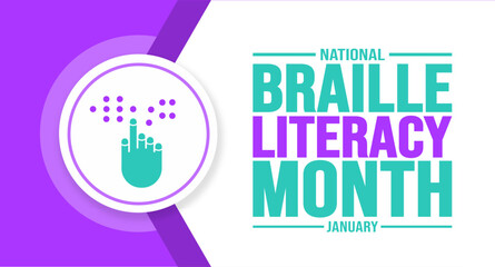 January is National Braille Literacy Month background template. Holiday concept. background, banner, placard, card, and poster design template with text inscription and standard color. vector