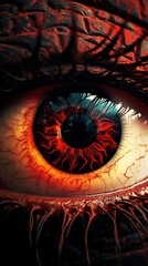 Obraz na płótnie Canvas Large close-up of the scary fantasy pupil of the eye. Ai generative..