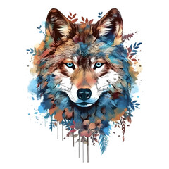 Mystery wolf watercolor design