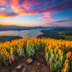 sunset in the mountains