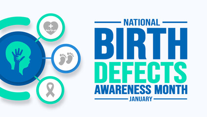 January is National Birth Defects Awareness Prevention Month background template. Holiday concept. background, banner, placard, card, and poster design template with text inscription. - obrazy, fototapety, plakaty
