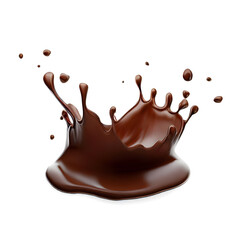 Chocolate splash isolated transparency background. Generative AI.