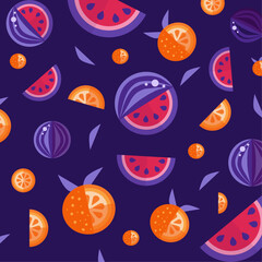 а pattern with watermelons and oranges
