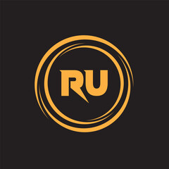 Golden RU Alphabet letter logo design. RU logo design vector. Design for business and company identity