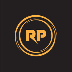 Gold RP Alphabet letter logo design. RP logo design vector. Design for business and company identity