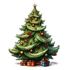 Decorated christmas tree with gifts