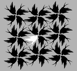 silhouettes of birds, patterns