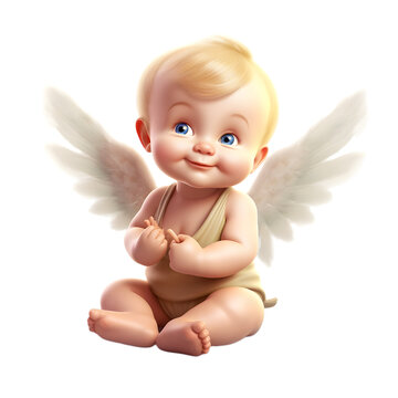 watercolor cute baby angel