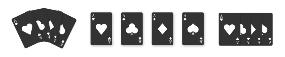 Card suit. Ace card suit set. Playing cards, poker cards. Vector isolated illustration. ©  knockkknock