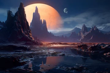 Foto op Aluminium Fantasie landschap distant fantasy planet image