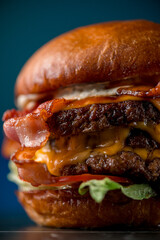 double hamburger with bacon