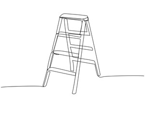 Stepladder, steps, construction ladder one line art. Continuous line drawing of repair, professional, hand, people, concept, support, maintenance.