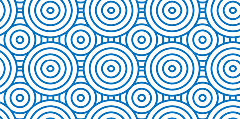 Seamless geometric ocean spiral pattern and abstract circle wave lines. blue seamless tile stripe geomatics overlapping create retro square line backdrop pattern background. Overlapping Pattern.