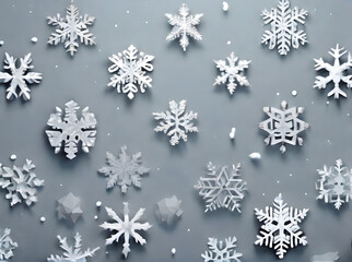Snowflakes on painted backdrop 3D shadows neutral.