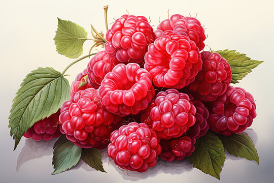 Raspberry berry watercolor painting, beautiful, cute