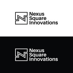 N in Square Shape Nexus Square Innovations logo design