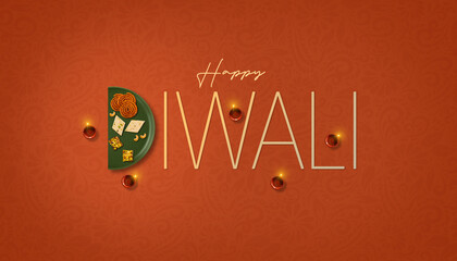 Diwali festival creative conceptual food typography design for digital media banner, invitation card, and poster design 