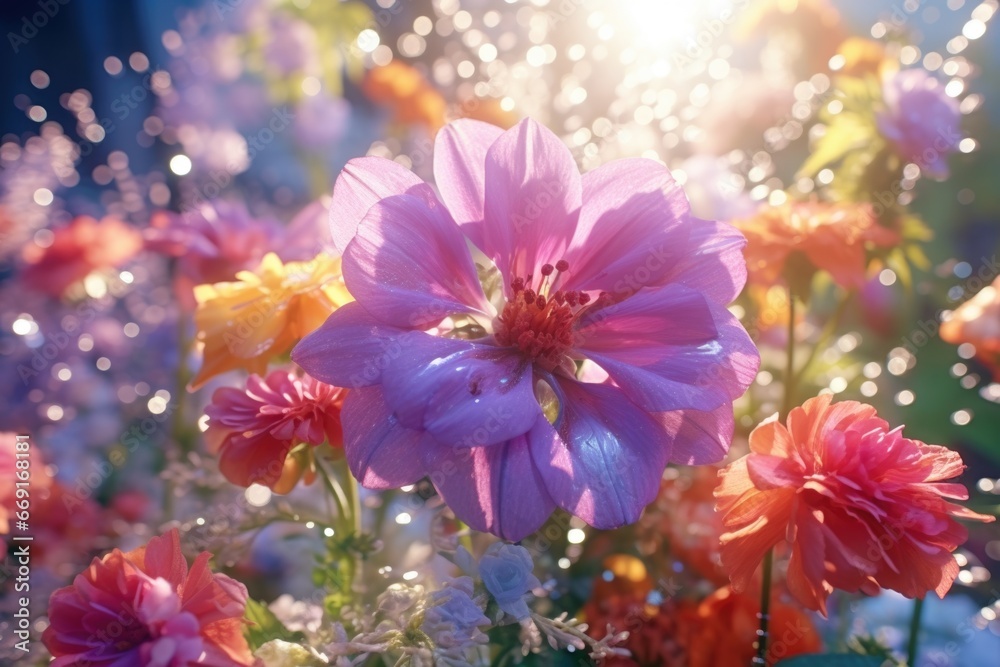 Poster a beautiful arrangement of flowers in a vase. perfect for adding a touch of nature and elegance to a