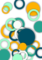 Colorful geometric abstract background. Overlapping colorful circles and rings. Modern elegance, bright fashion background. Brochure and banner template. Vector