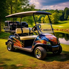 golf cart on the golf course  generated by AI