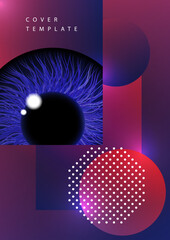 Creative background, pupil of the eye. Technologies. Vector