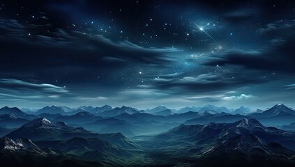 Fototapeta na wymiar night sky with stars above a mountain