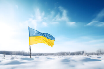 Ukrainian flag, winter