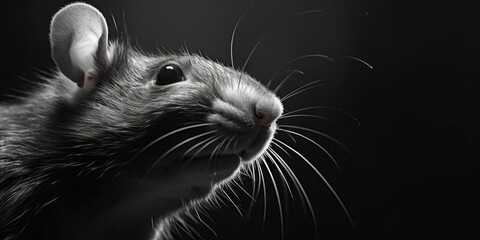 A black and white photo of a mouse. Suitable for use in educational materials or nature-themed designs